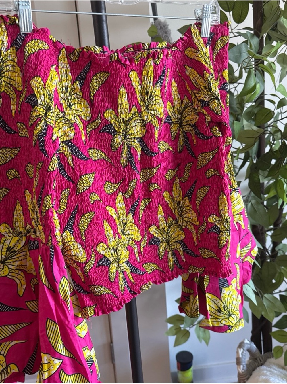 Bright Pink Floral Smocked Women’s Skirt